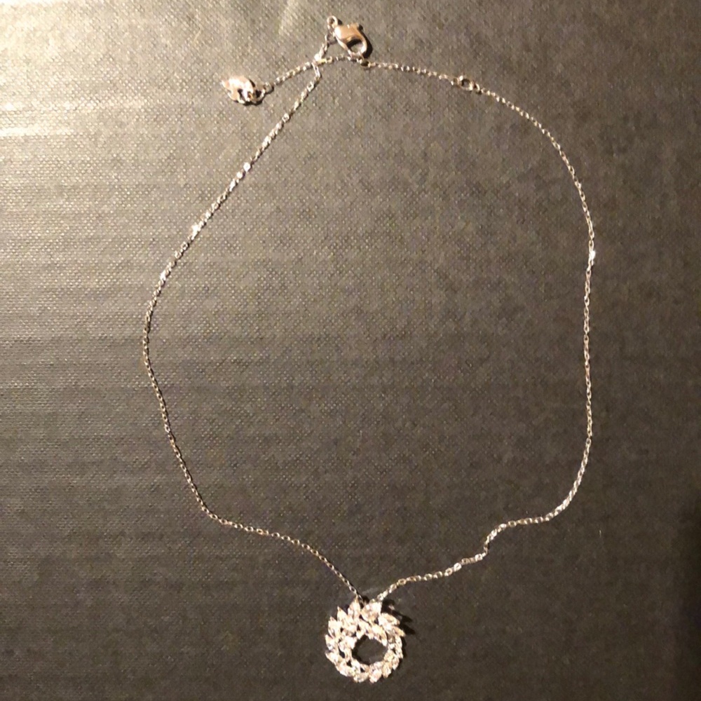 Swarovski necklace; rhodium plated, crystals